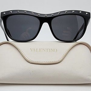 Valentino V650S 001 Gloss Black RockStud Sunglasses FRAME ONLY w Case Italy 54mm